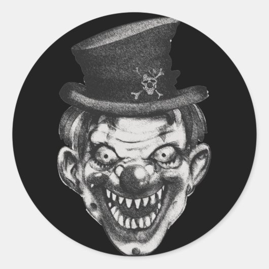 BlackLines Happy Teeth Clown Runder Aufkleber (Vorderseite)