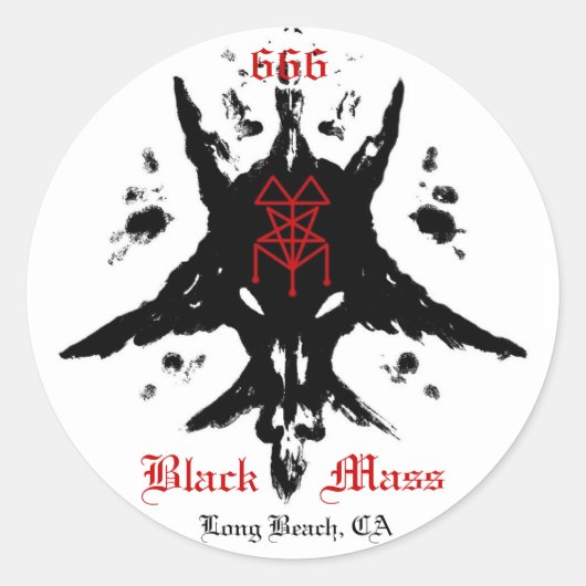 Blackmassinkblot, 666, Mass, Black, Long Beach, CA Runder Aufkleber (Vorderseite)