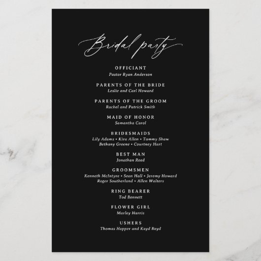 BlackModern Minimalistisch Calligraphy Wedding Pro (Rückseite)