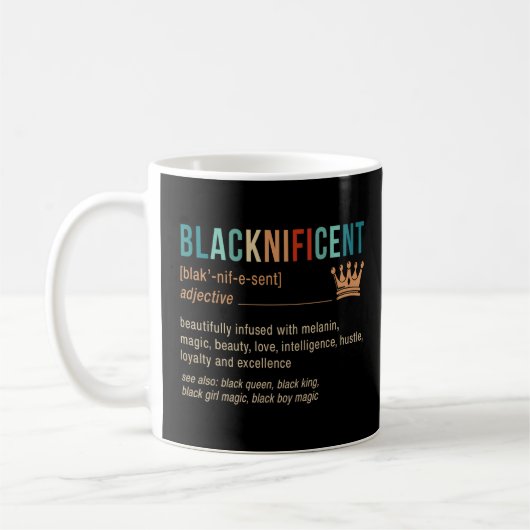 Blacknificent African American Black Queen Black H Kaffeetasse (Links)