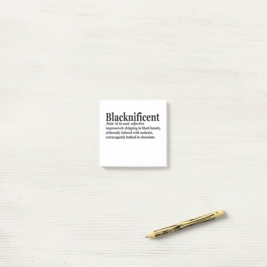 Blacknificent Definition Pro Black History Monat Post-it Klebezettel (Auf Schreibtisch)