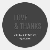 Blackout Minimalist Modern Wedding  Runder Aufkleber (Vorderseite)