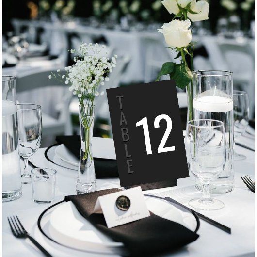 Blackout Minimalist Modern Wedding Table Card Tischnummer