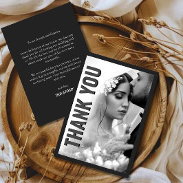 Blackout Minimalist Modern Wedding Thank You Card Dankeskarte
