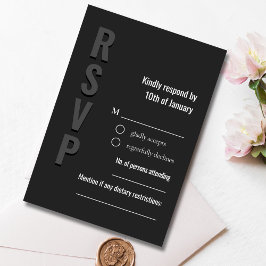 Blackout Minimalist Wedding Response Card RSVP Karte