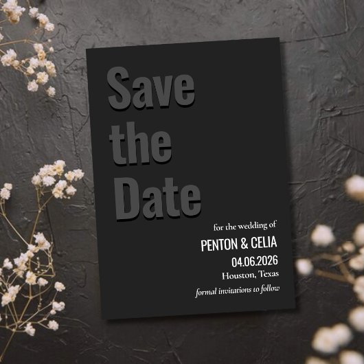 Blackout Minimalist Wedding Save the Date Card Einladung