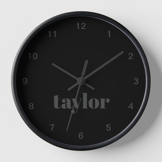 Blackout Modern Minimalistisch Trendy Personalisie Uhr (Vorderseite)
