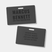 Blackout-Moderne-Minimalist-Identitätsdesign Ausweis (Vorder- & Rückseite)