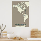 Blackpoll Warbler Migration Map - Minimalistisch Poster (Küche)