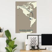 Blackpoll Warbler Migration Map - Minimalistisch Poster (Heimbüro)