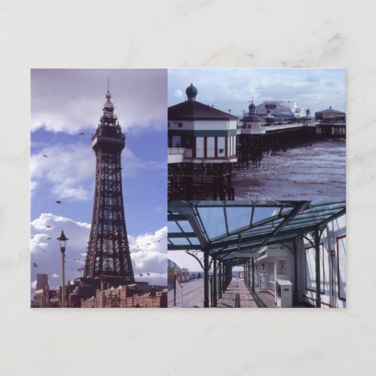 Blackpool 3 Bilder Postkarte (Vorderseite)