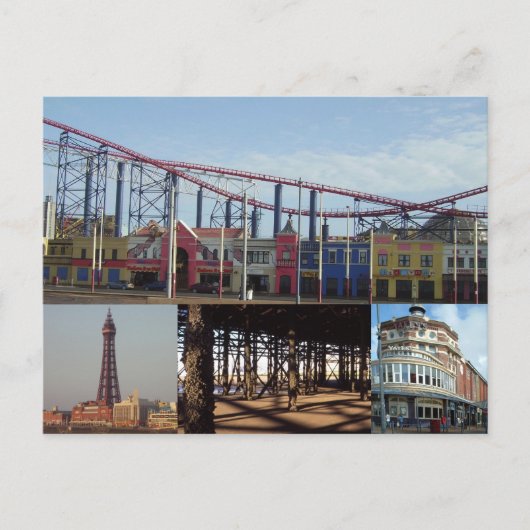 Blackpool 4 Bilder Postkarte (Vorderseite)