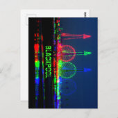 Blackpool Beach bei Nacht, Rot, Grün und Blau Postkarte (Vorne/Hinten)