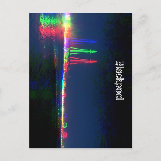 Blackpool Beach Lights bei Nacht, Postkarte (Vorderseite)