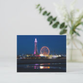 Blackpool Beach Lights in der Nacht Postkarte (Stehend Vorderseite)