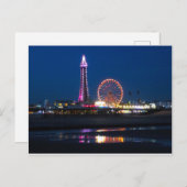 Blackpool Beach Lights in der Nacht Postkarte (Vorne/Hinten)