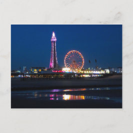 Blackpool Beach Lights in der Nacht Postkarte