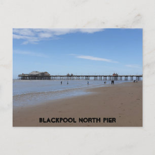 Blackpool Beach & North Pier Postkarte