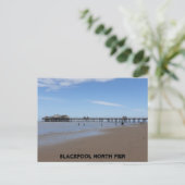 Blackpool Beach & North Pier Postkarte (Stehend Vorderseite)