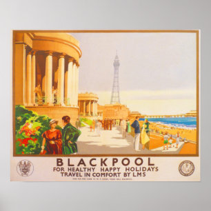 Blackpool British Railways LMS Vintage Travel Poster