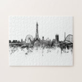 Blackpool England Skyline Schwarz-weiß Puzzle (Horizontal)