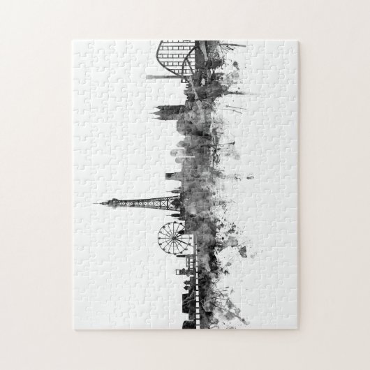 Blackpool England Skyline Schwarz-weiß Puzzle (Vertikal)