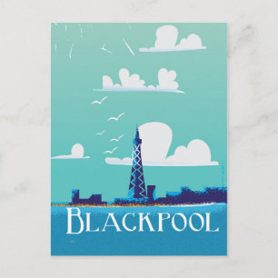Blackpool, England Vintage Reise Print Postkarte