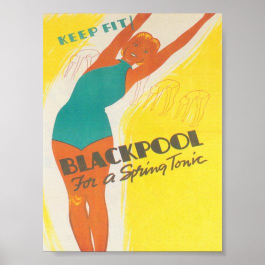 Blackpool England Vintage Travel Poster (Vorne)