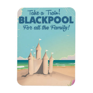 Blackpool, England Vintages Sandcastle-Reiseplakat Magnet
