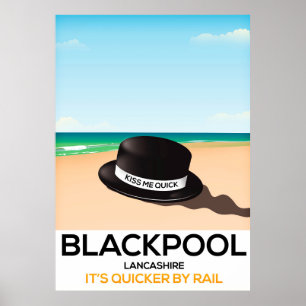 Blackpool "Küss mich schnell"-Hut Reise Bahnplakat Poster