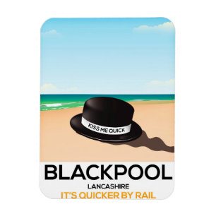 Blackpool "Küss mich schnell"-Mützen-Reisezugplaka Magnet