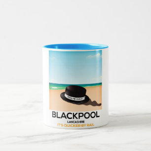 Blackpool "Küss mich schnell"-Mützen-Reisezugplaka Zweifarbige Tasse