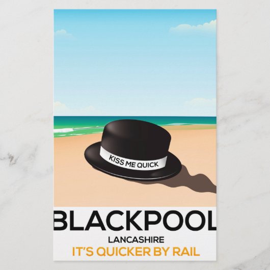 Blackpool "küss mich schnell" Reisezug-Poster Briefpapier (Vorderseite)