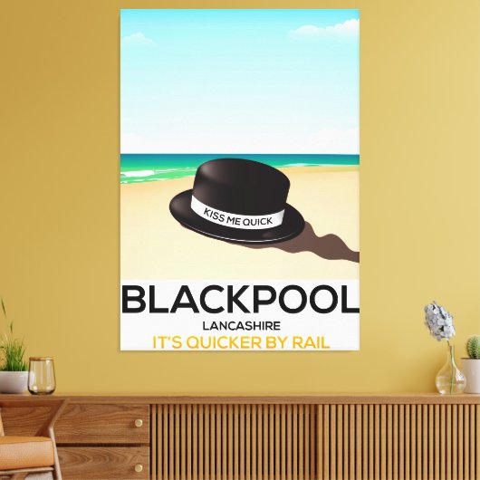 Blackpool "küss mich schnell" Reisezug-Poster Leinwanddruck (Insitu (Wohnzimmer))