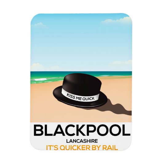 Blackpool "küss mich schnell" Reisezug-Poster Magnet (Vertikal)