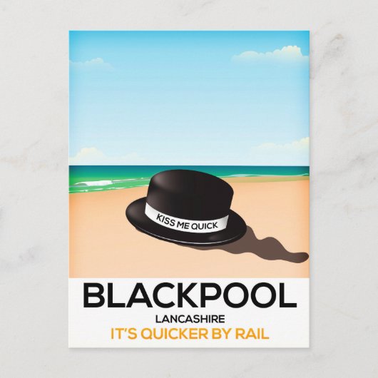 Blackpool "küss mich schnell" Reisezug-Poster Postkarte (Vorderseite)