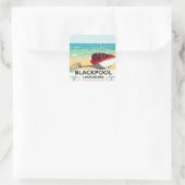 Blackpool, Lancashire, Bahnposter Quadratischer Aufkleber (Tasche)