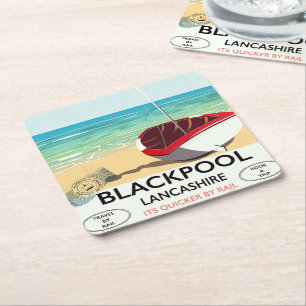 Blackpool, Lancashire, Bahnposter Rechteckiger Pappuntersetzer