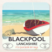 Blackpool, Lancashire, Bahnposter Rechteckiger Pappuntersetzer (Vorderseite)