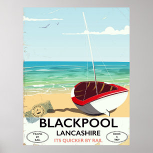 Blackpool, Lancashire, Eisenbahnplakat Poster