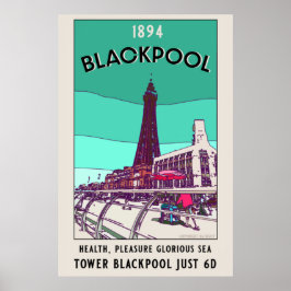 Blackpool Seaside Resort England Vintag Art Poster