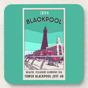 Blackpool Seebad England Vintage Kunst Getränkeuntersetzer