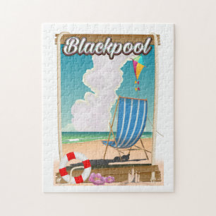 Blackpool-Strand-Reiseplakat-Postkarte Puzzle