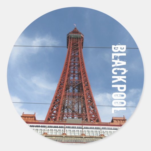 Blackpool Tower and Day Sky Runder Aufkleber (Vorderseite)