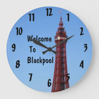 Blackpool Tower Blue Sky Day Große Uhr