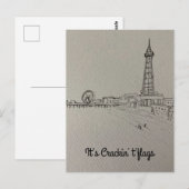 Blackpool Tower Originale Kunst Postkarte (Vorne/Hinten)
