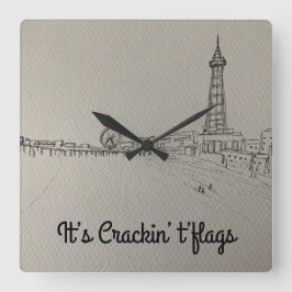 Blackpool Tower Originalkunstwerke Quadratische Wanduhr