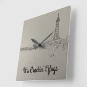 Blackpool Tower Originalkunstwerke Quadratische Wanduhr (Winkel)