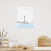 Blackpool Tower, Originelle Linie Art Print Poster (Küche)