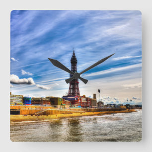 Blackpool Tower Quadratische Wanduhr